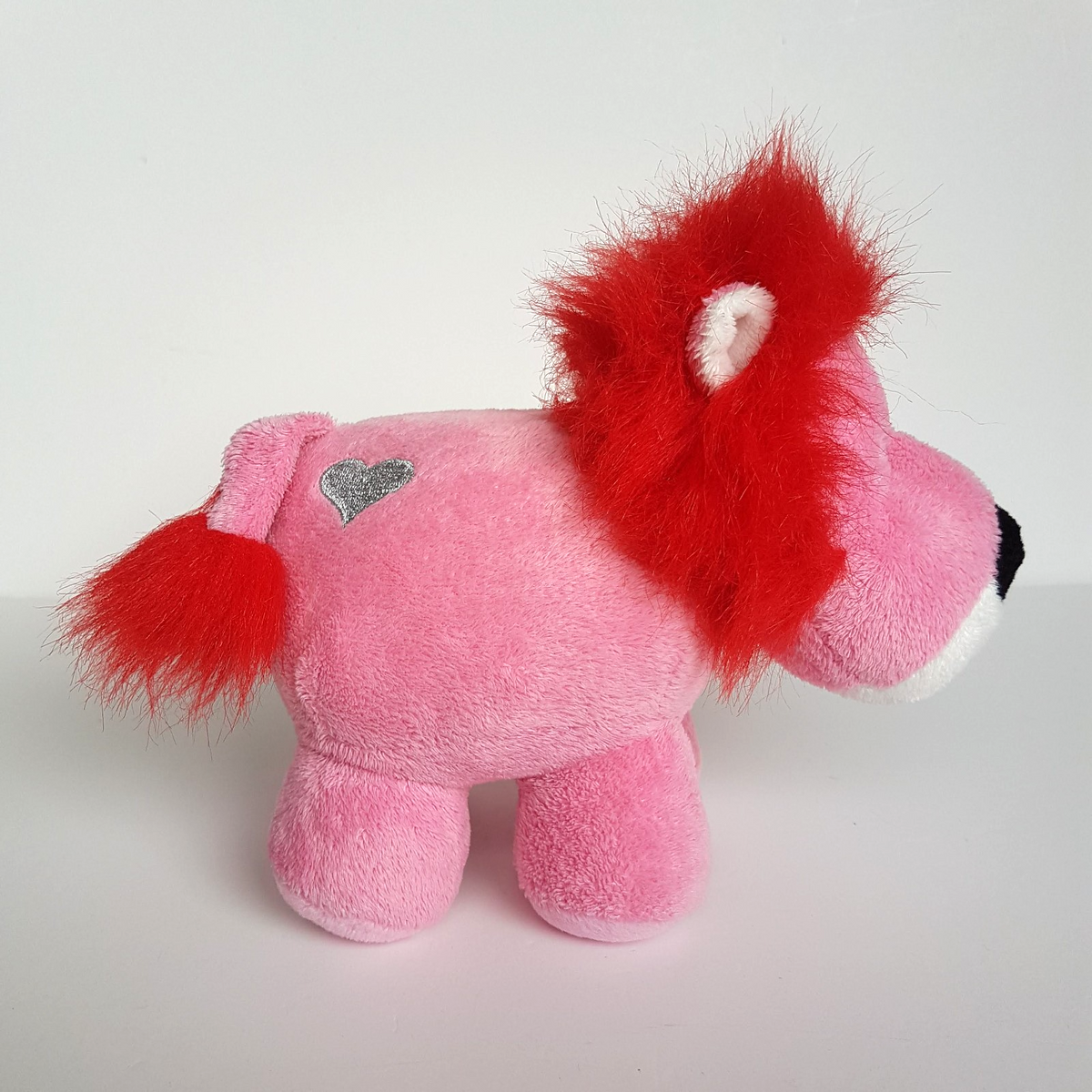Russ Pink LION WILD CAT Plush Small Soft Toy Stuffed Animal Silver Heart Cuddly1