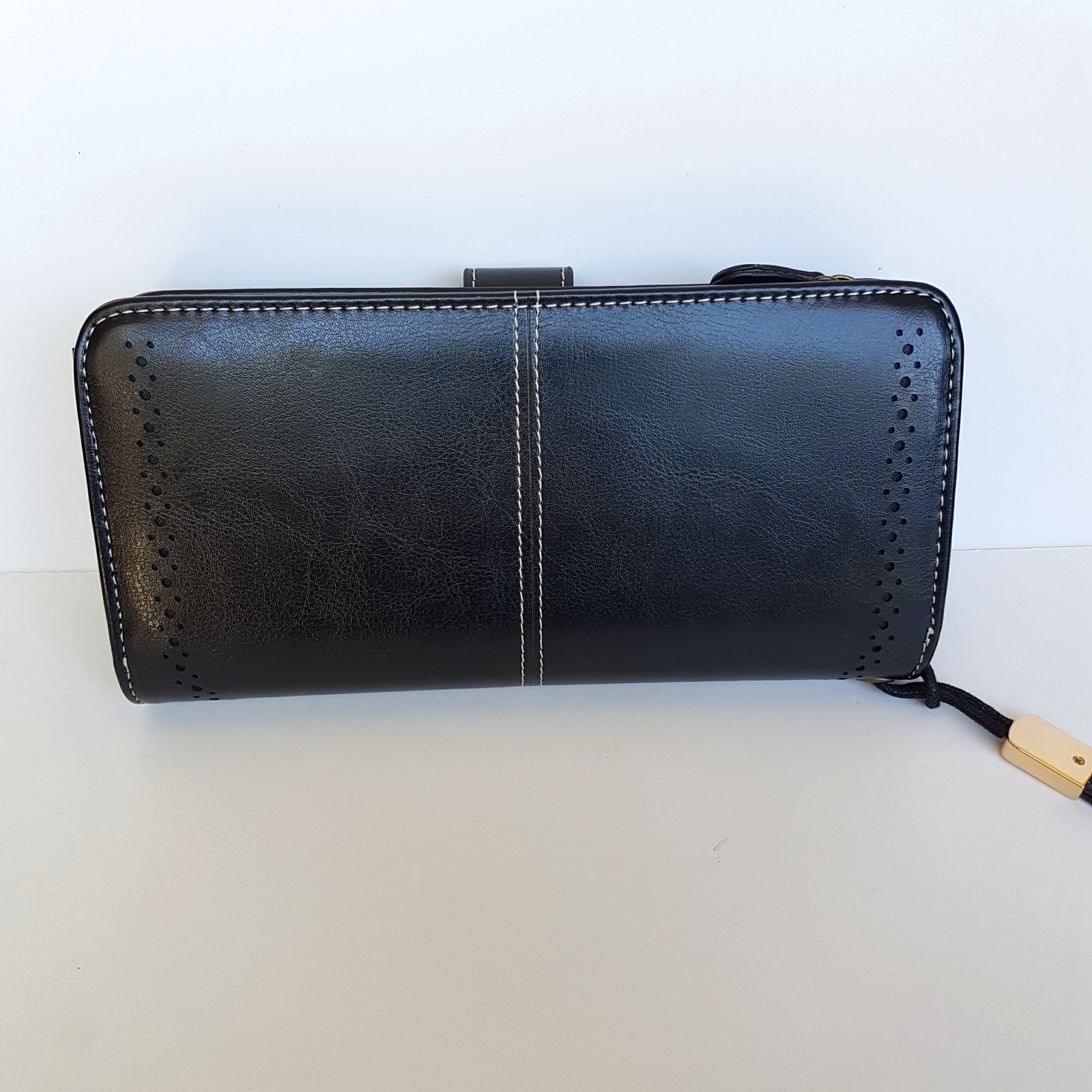 Luis Santini BLACK EMBOSS WALLET Like New Flower Women's Purse Multi Compartment9