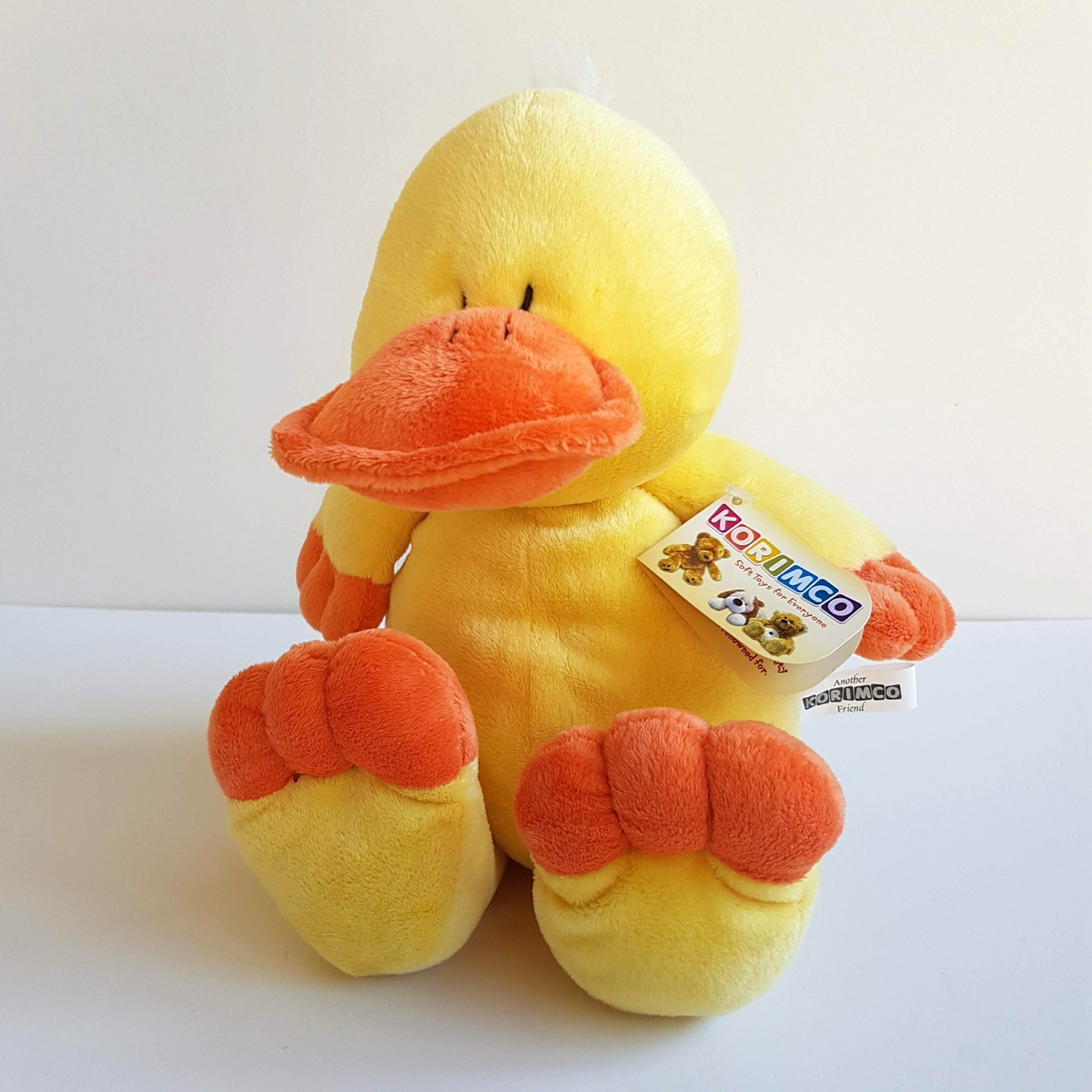 Korimco FLOPPY YELLOW DUCK Plush 36cm Bird Soft Toy Farm Stuffed Animal Beanbag0