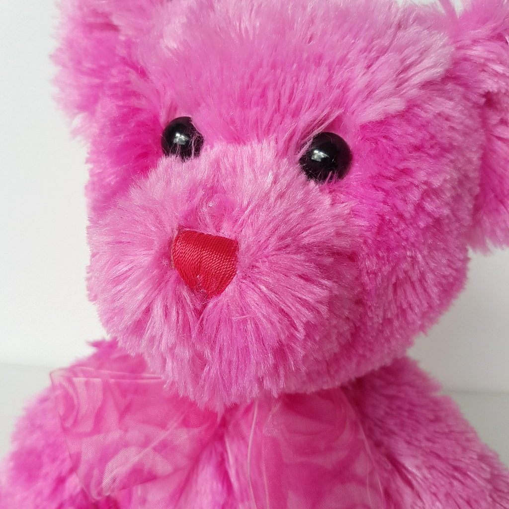 Korimco HOT PINK HEART BEAR Teddy Stuffed Animal 37cm Bright Soft Toy Rose Bow7