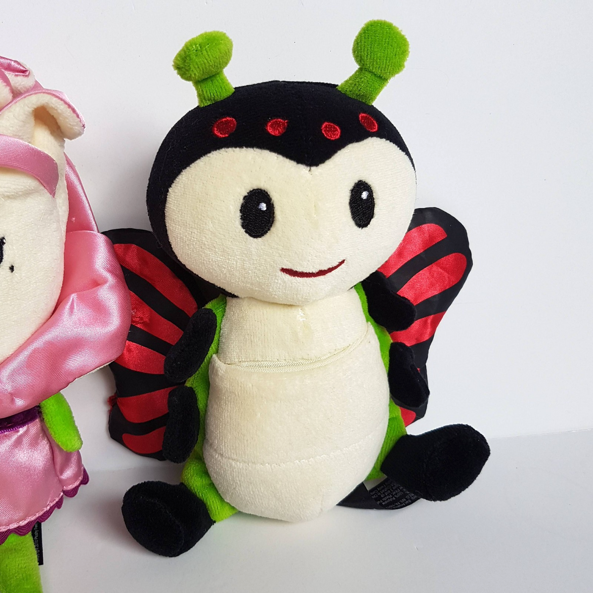 Kimochis BELLA ROSE + LADY BUG Butterfly Plush 19cm Soft Toy Stuffed Animal Pink2