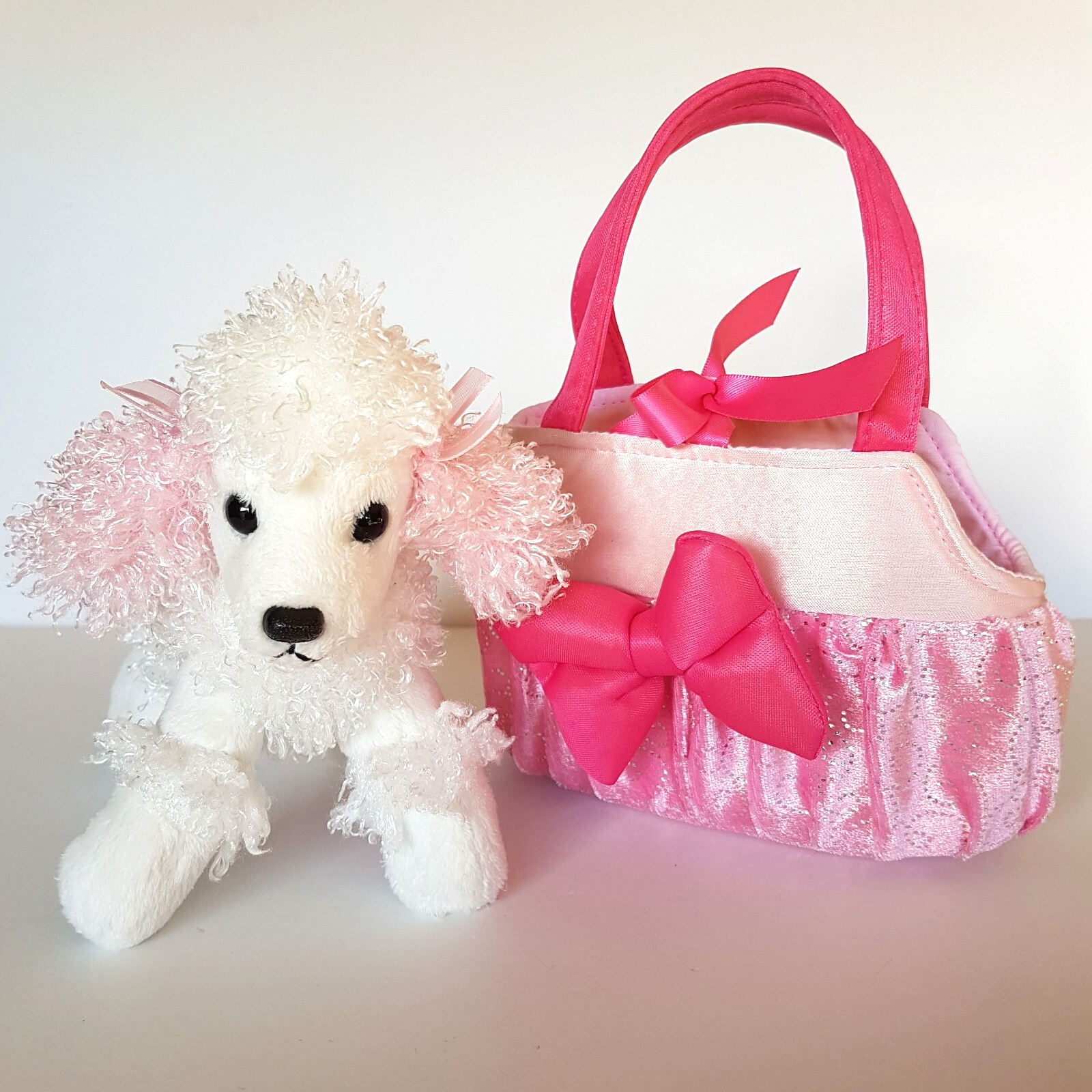 Korimco POODLE + CARRIER BAG 17cm Plush Stuffed Animal Pink Pet Soft Toy Cute11