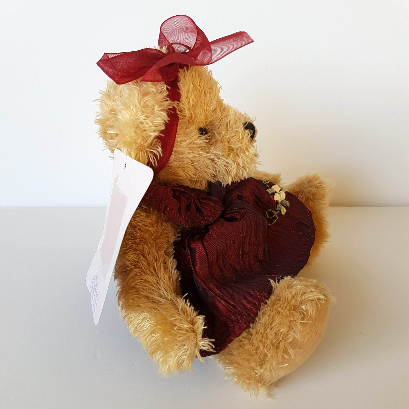 House Of Moran TEDDY BEAR Plush 21cm Maroon Dressed Soft Toy Stuffed Animal Cute10