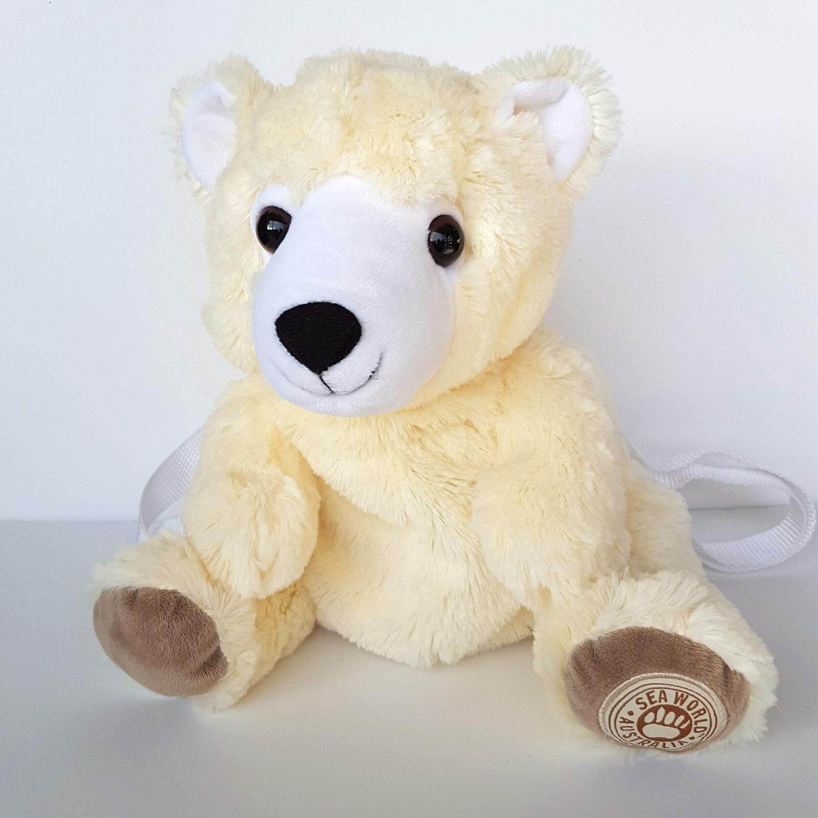 Sea World POLAR BEAR BACKPACK Plush Stuffed Animal 28cm Kids Bag Soft Toy Bag0