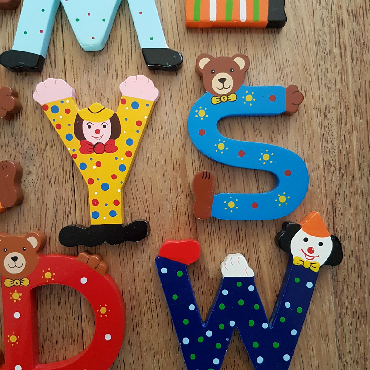 Hand Painted CLOWN WOOD LETTERS Bear Alphabet Lot Kids Name Letters (NOT SEVI)5
