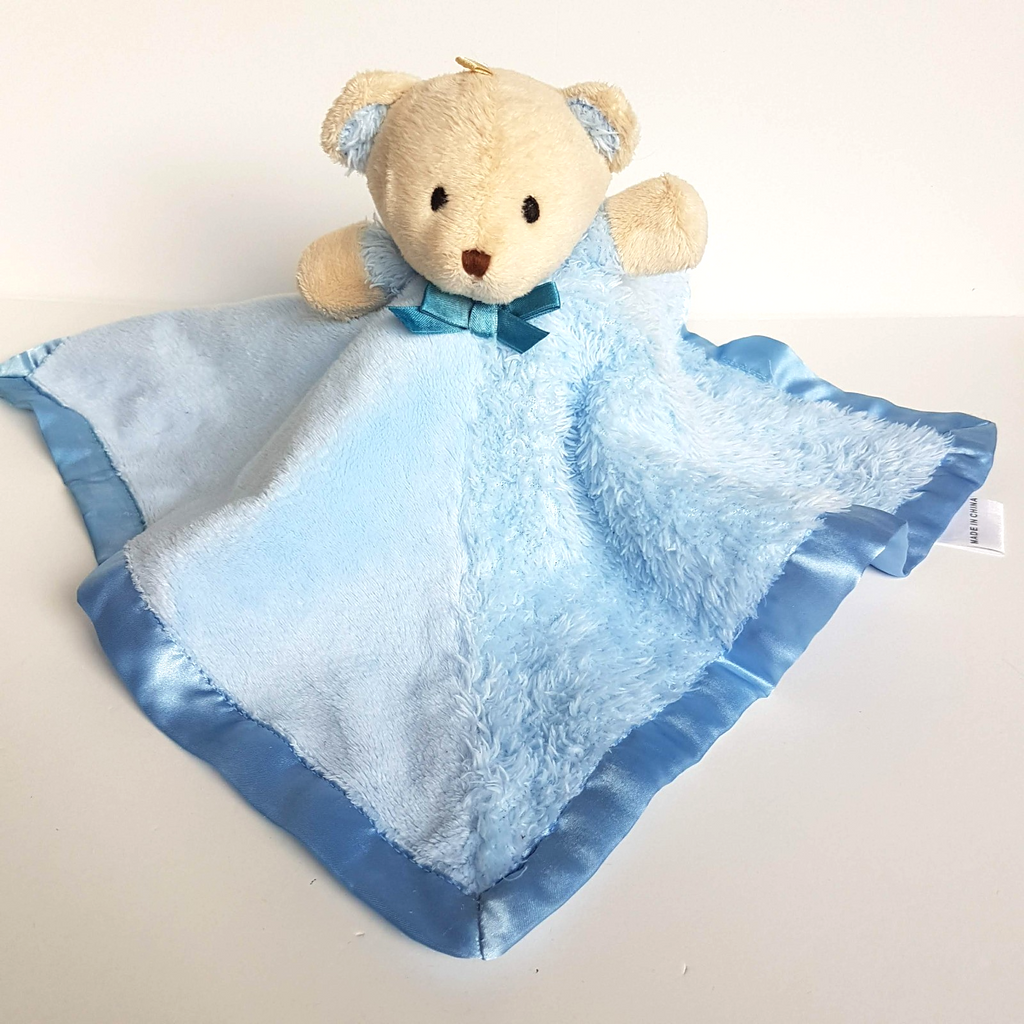 Baby Baby BLUE TEDDY LOVEY Plush Rattle Soft Toy Comforter Security Blanket Toy0