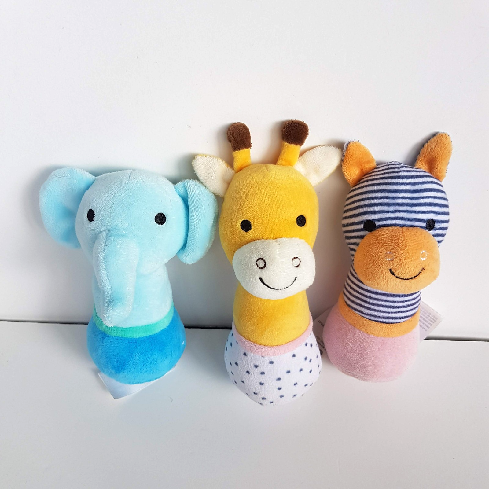 Anko ANIMAL BABY RATTLES Plush Stuffed Animal Soft Toy Baby Play Toy Bundle Lot4