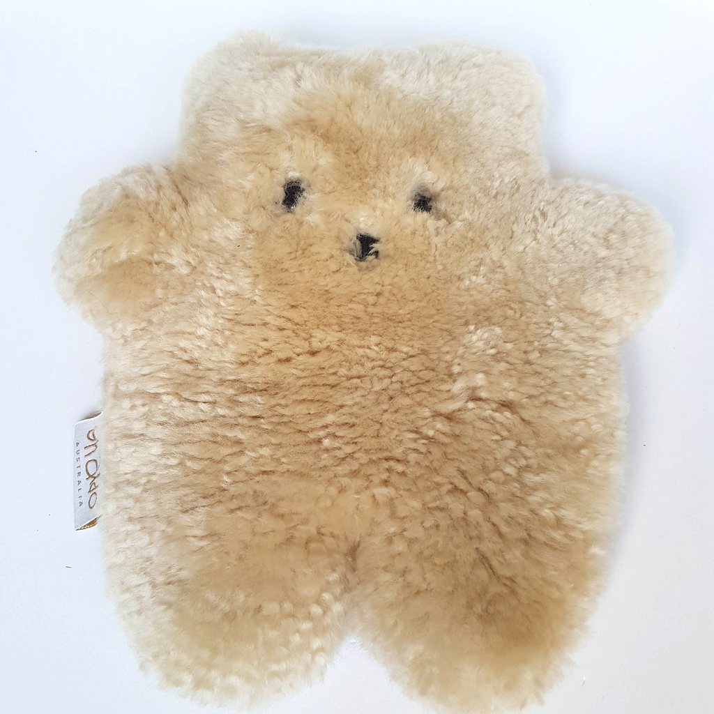 Oh Aldo 100% Australian Sheepskin FLAT BEAR Soft Toy 29cm Stuffed Animal Genuine0