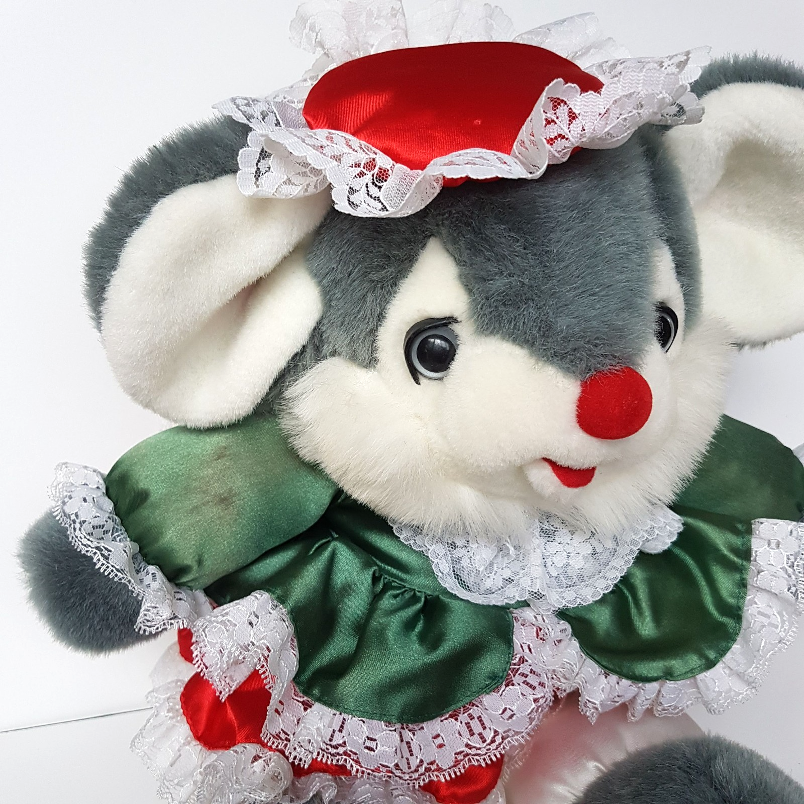 RARE Vintage Dandee CHRISTMAS MOUSE Plush 41cm Large Stuffed Animal Soft Toy 90s1
