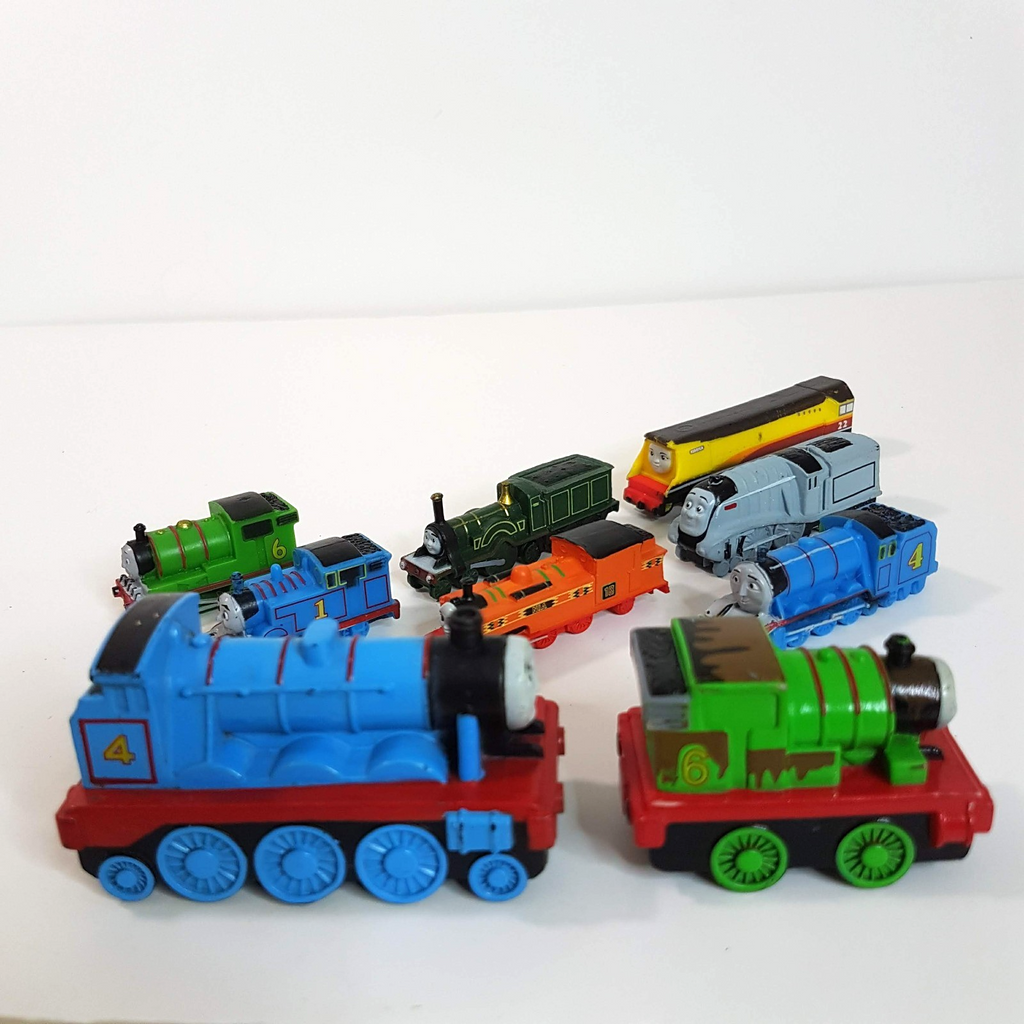 Thomas HARD PLASTIC VINYL TRAIN LOT 2007 Gullane Small Trains Cake Topper Toys6