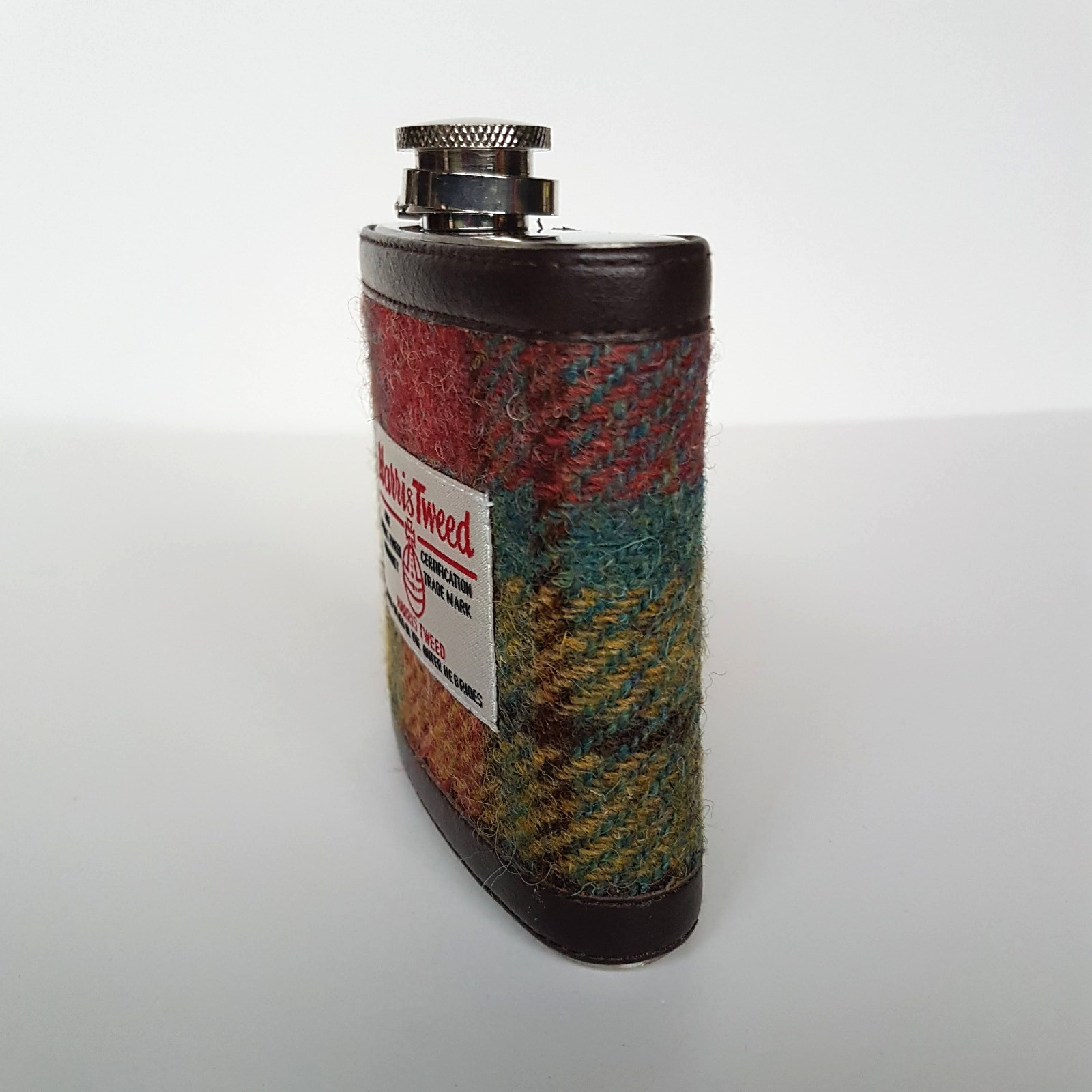 HARRIS TWEED 6oz Hip Flask Stainless Steel Scotland Wool Tartan 77ml Flask Gift4
