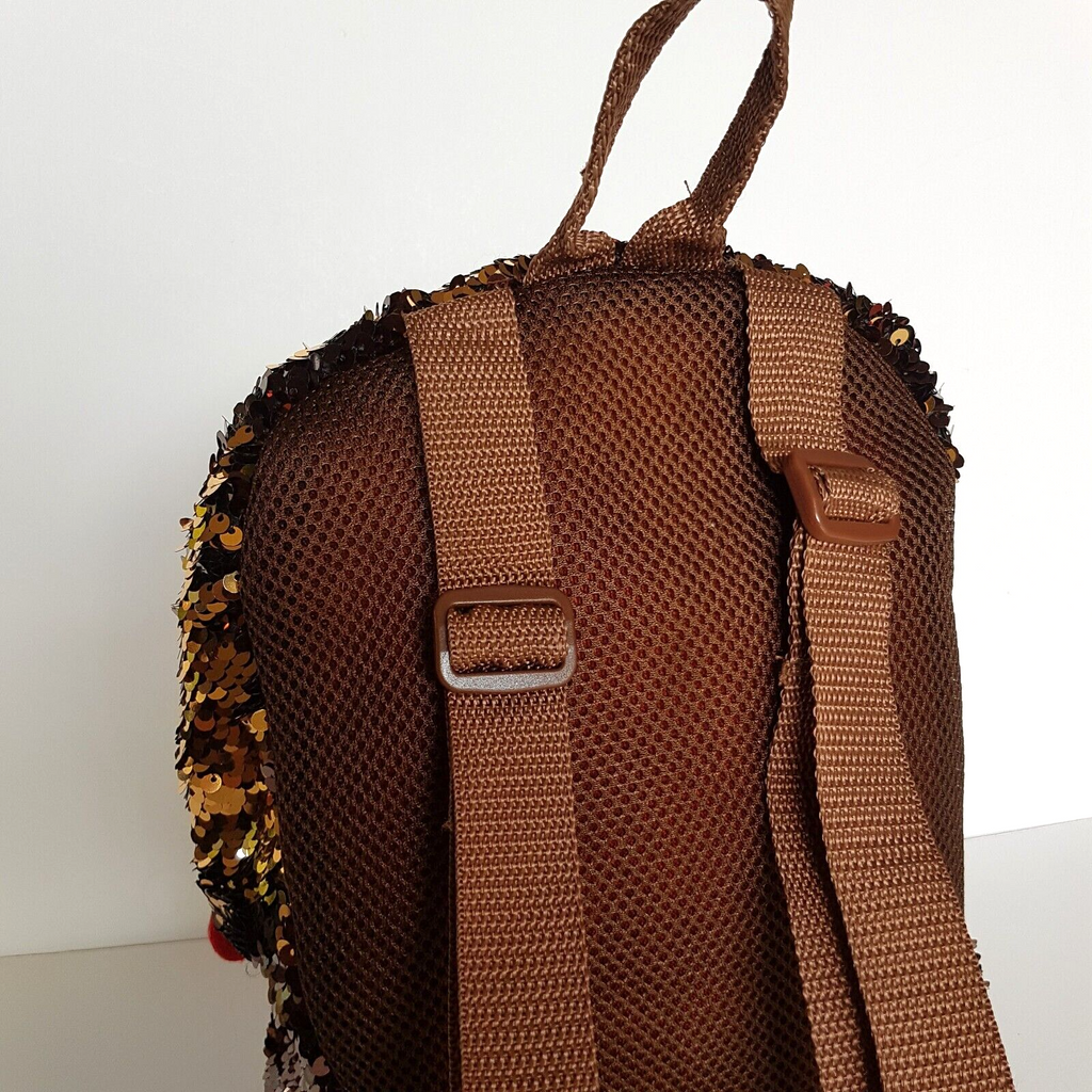 TY Sequin BRUTUS DOG Backpack Sequin Puppy Kids Animal Backpack School Bag Brown9