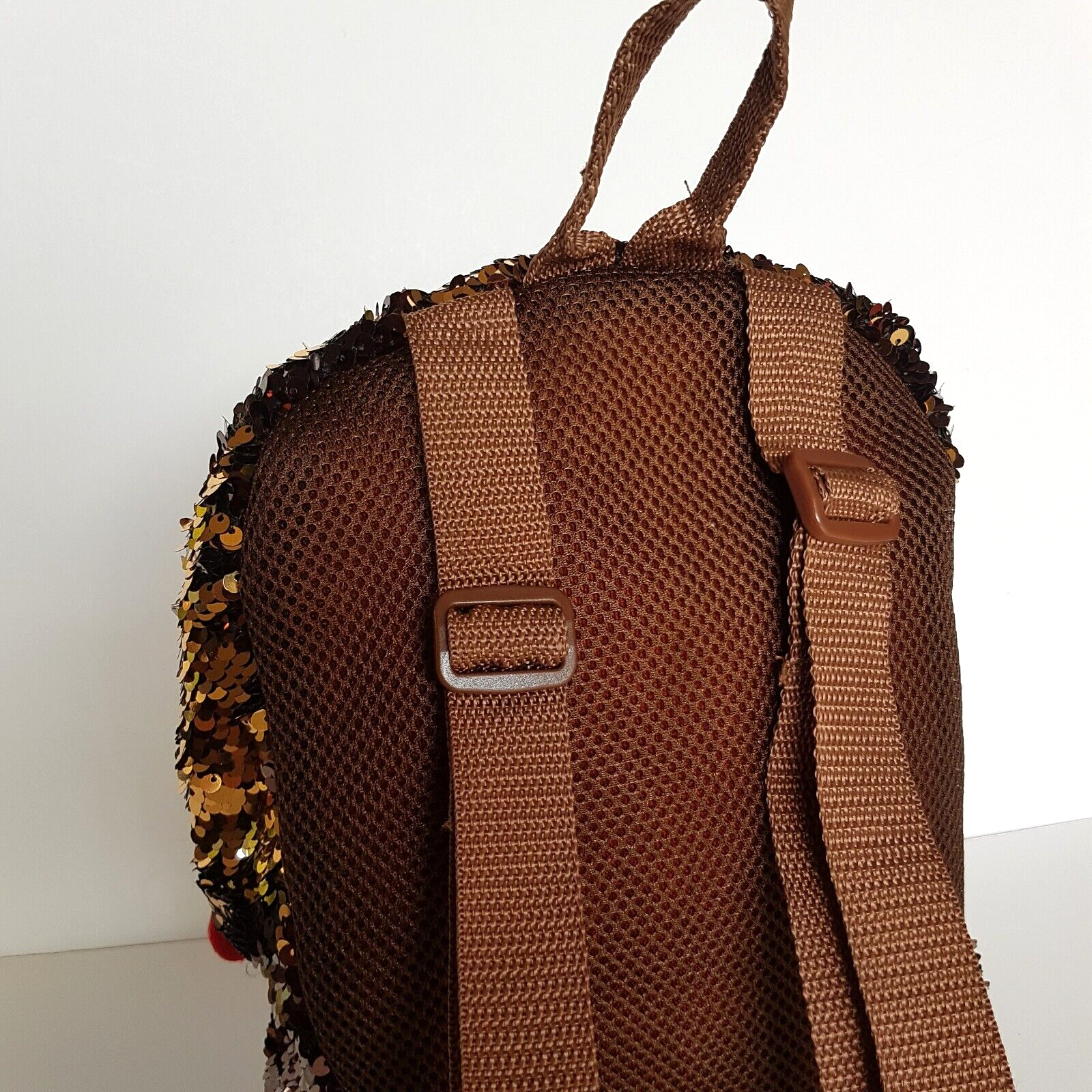 TY Sequin BRUTUS DOG Backpack Sequin Puppy Kids Animal Backpack School Bag Brown9