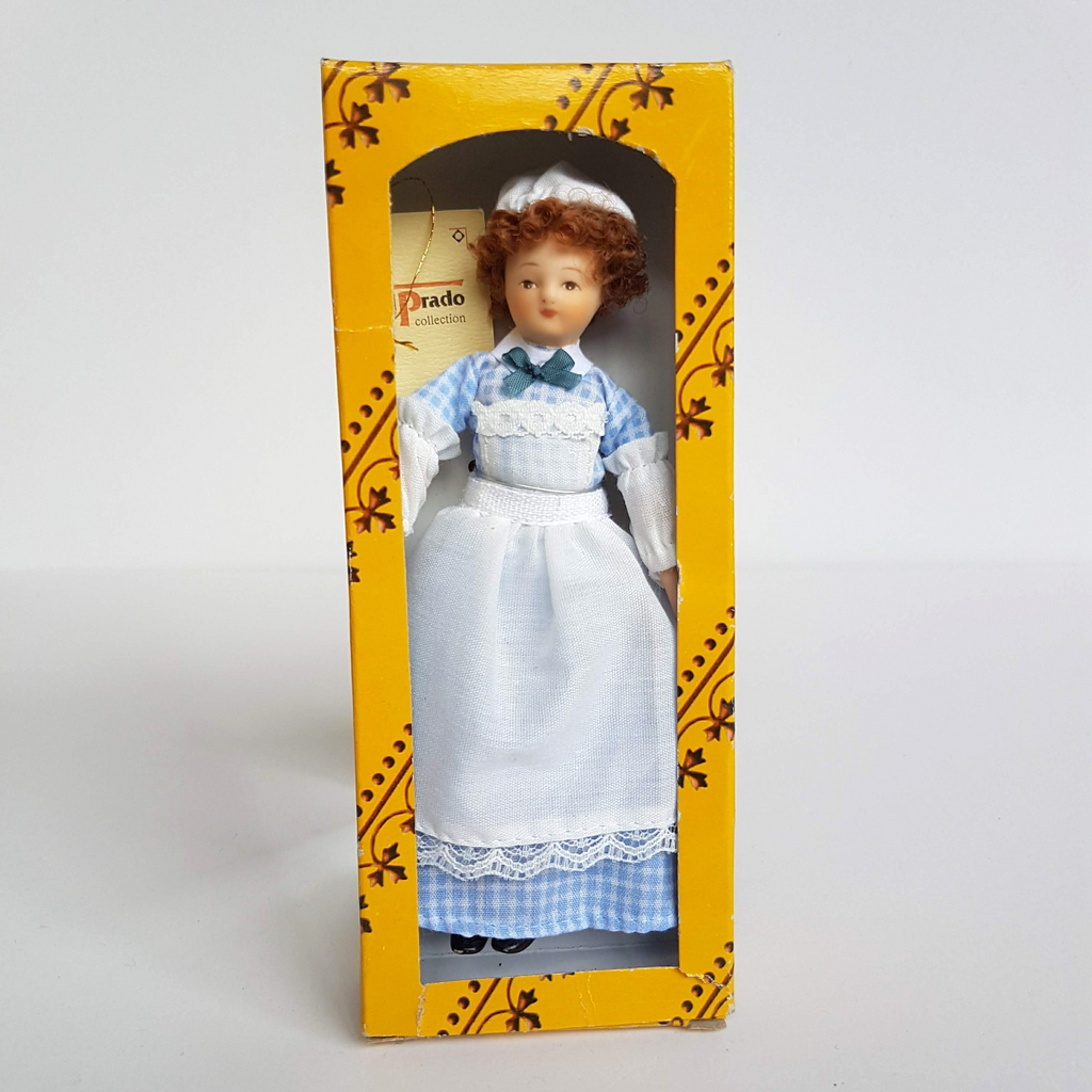 Del Prado Doll House VICTORIAN NANNY MAID Doll Blue White Collectible Toy BOX0
