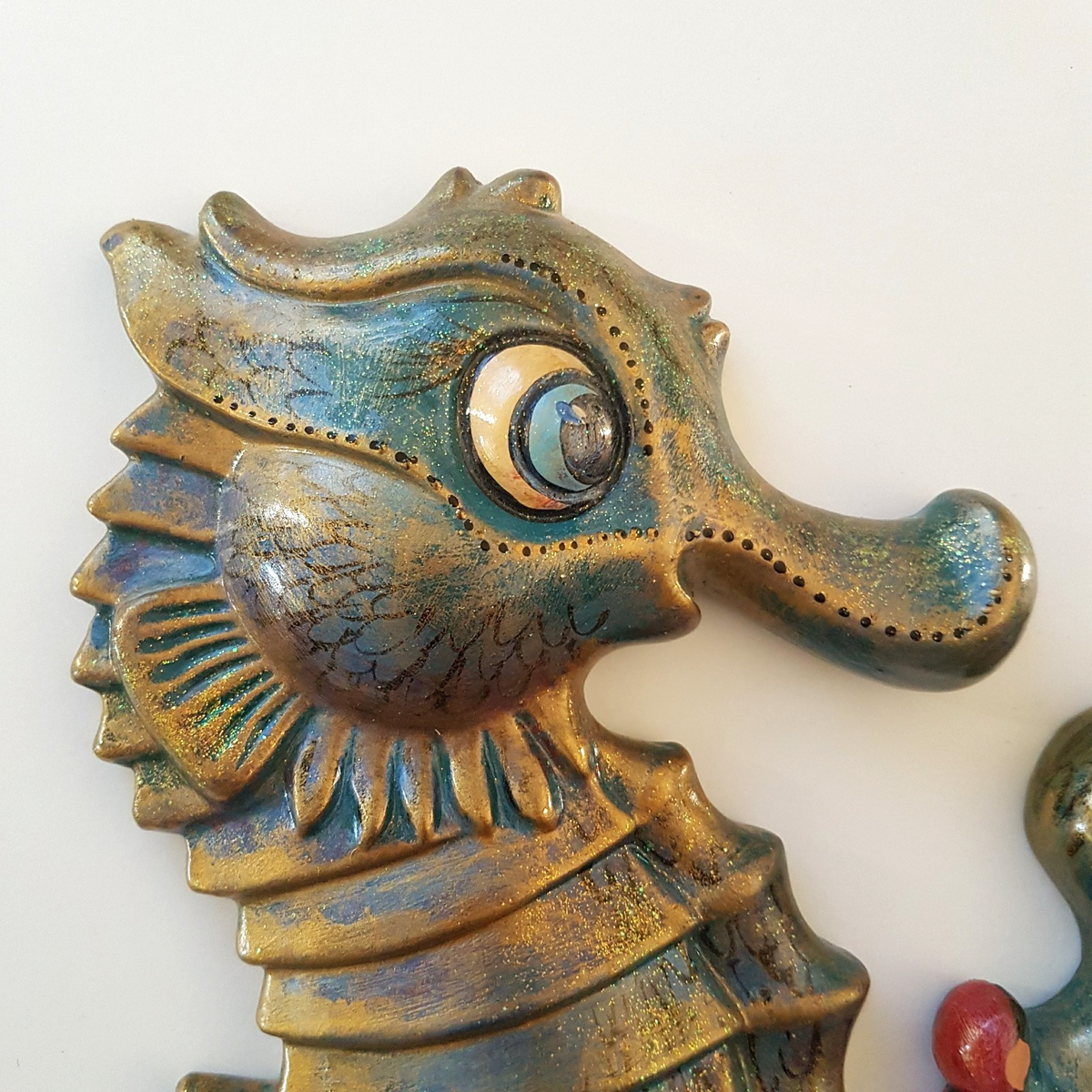 Decorative FISH SEAHORSE Wall Hanging Beach Coastal Wall Art Remo 2002 Signed1