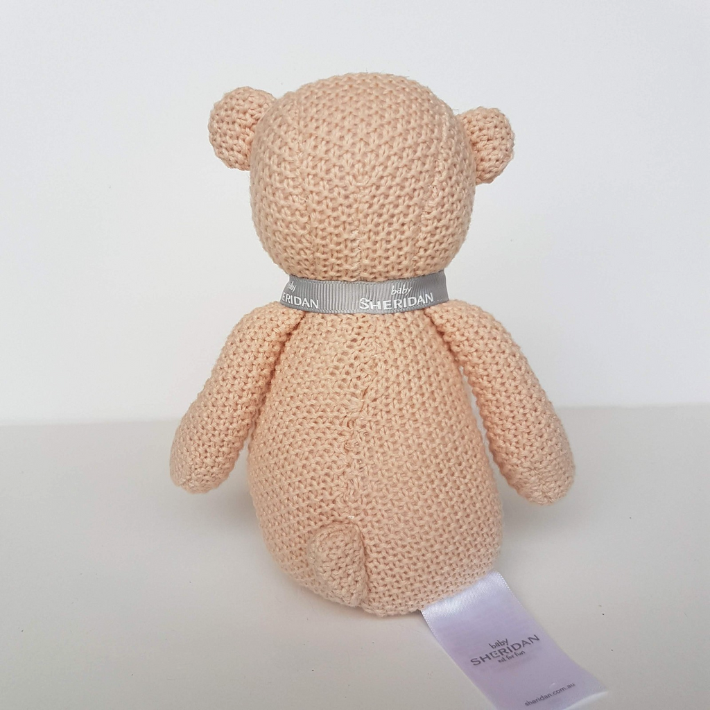 Baby Sheridan KNITTED BEAR RATTLE Lovey Pink Comforter Plush Soft Toy Animal4