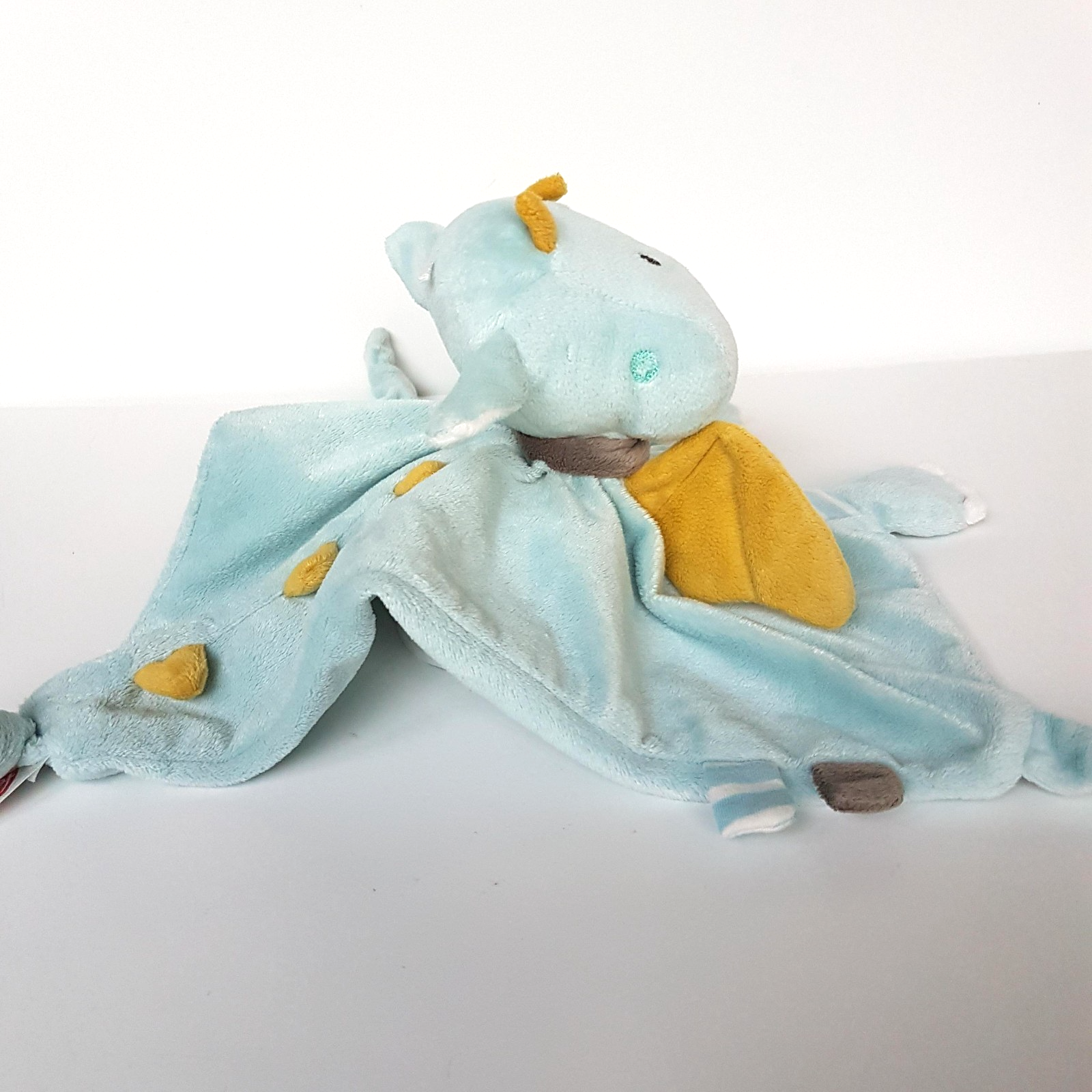 Fehn BLUE DRAGON Lovey Plush RATTLE Security Comforter Blanket Soft Toy Triangle9