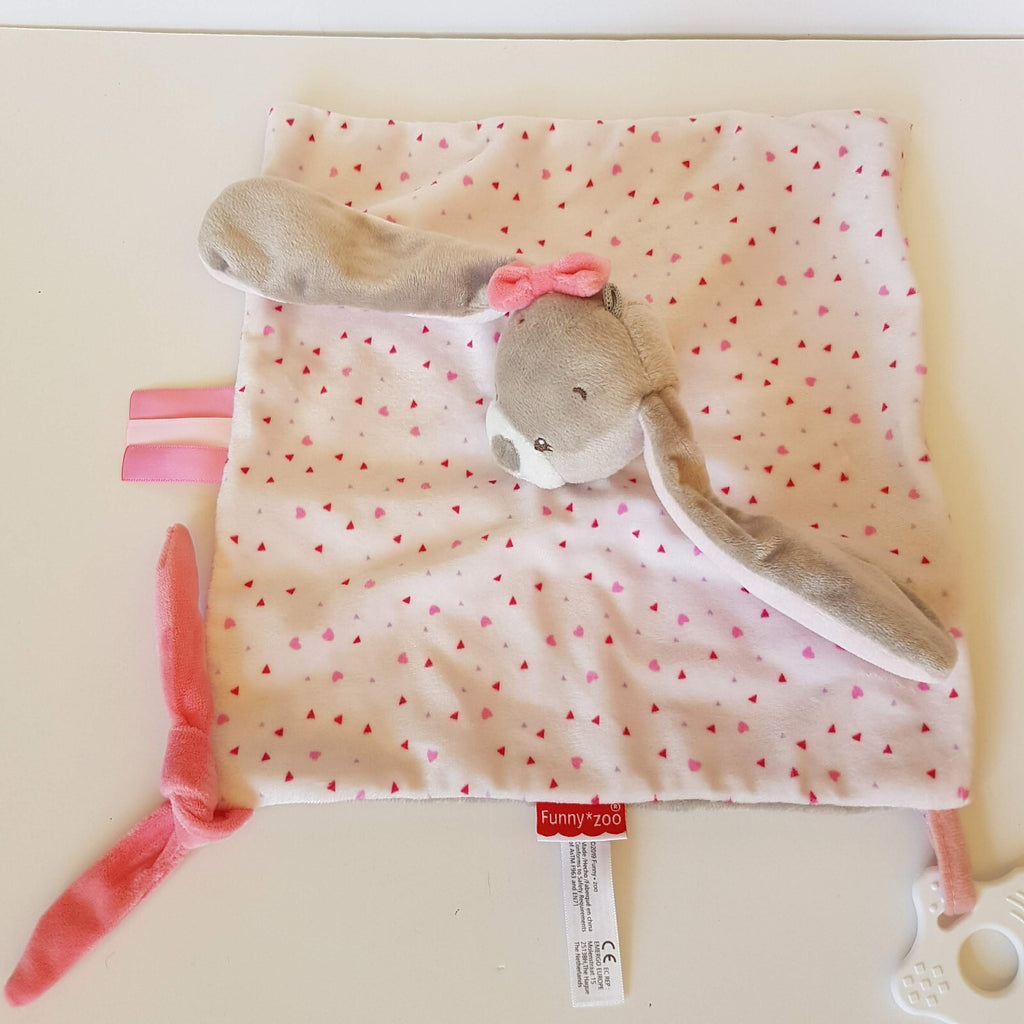 Funny Zoo BUNNY RABBIT LOVEY Rattle Plush Security Blanket Comforter Soft Toy8