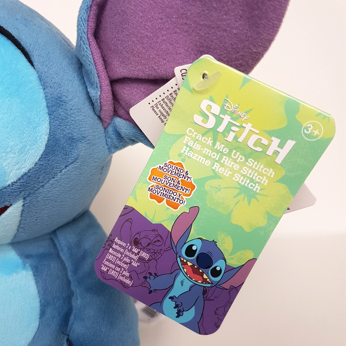Disney CRACK ME UP STITCH Soft Toy TALKING VIBRATING 29cm Stuffed Animal TAGS1