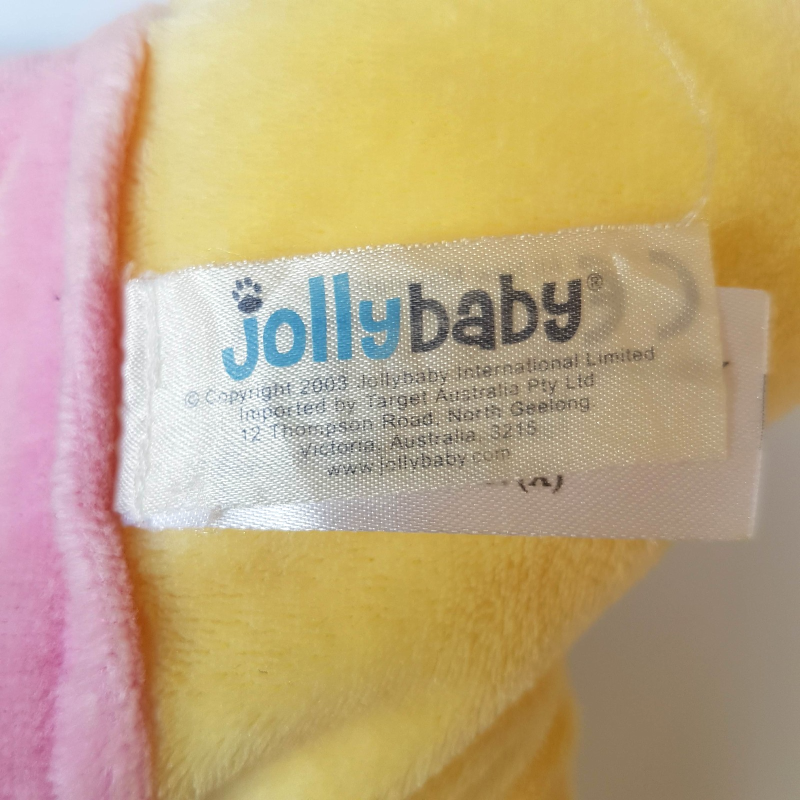 Jolly Baby HIPPO RATTLE PLUSH Lovey Soft Toy 21cm Stuffed Animal 2003 Pastel6