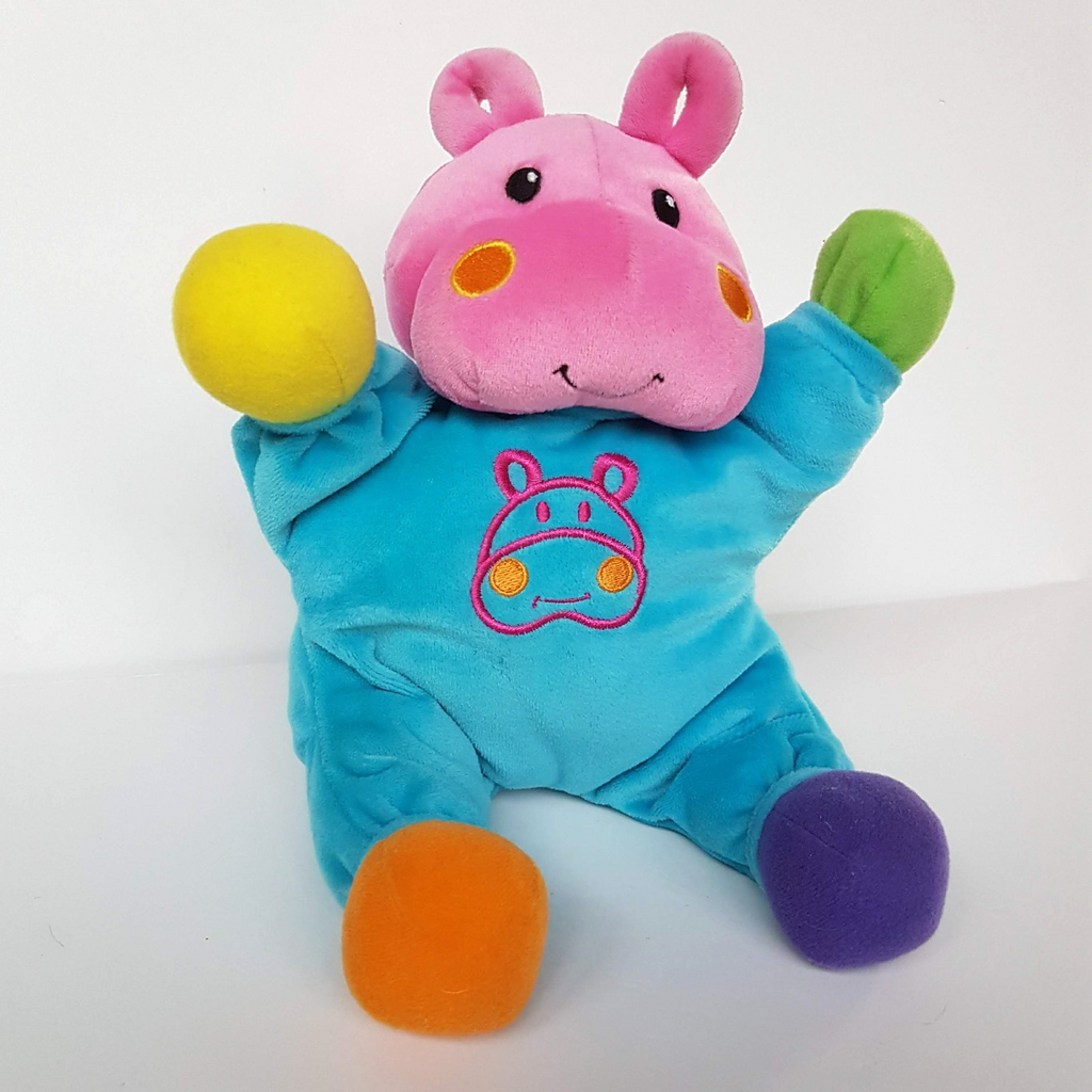 Rare Lamaze VELOUR HIPPO Plush 28cm Colour Block Rattle Stuffed Animal Soft Toy0