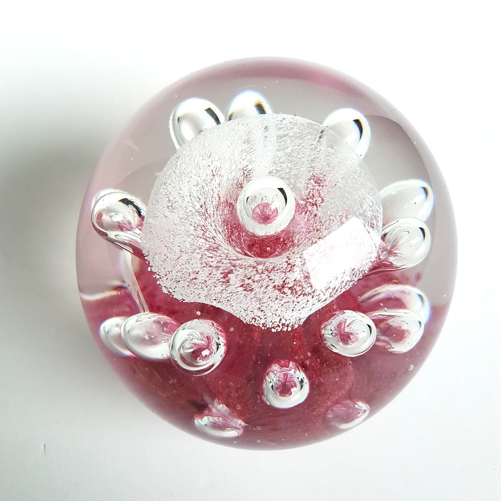 Pink GLASS LANSHING PAPER WEIGHT 9cm Bubble 1kg Decorative Glass Pretty Flower0
