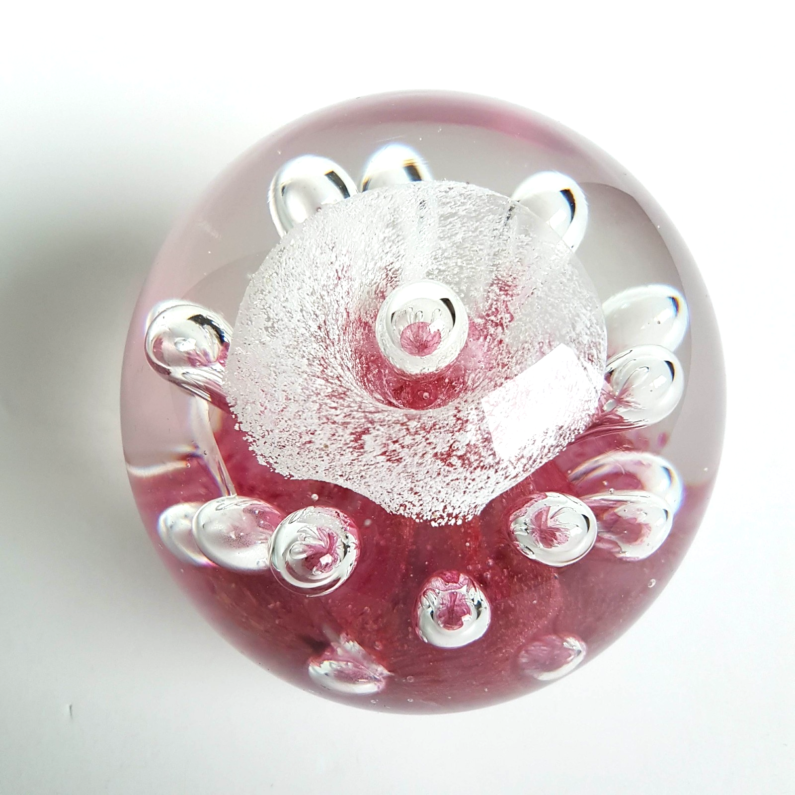 Pink GLASS LANSHING PAPER WEIGHT 9cm Bubble 1kg Decorative Glass Pretty Flower0