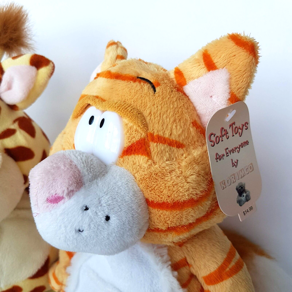 Korimco GIRAFFE + GINGER CAT Plush 28cm Soft Toy Stuffed Animal Belly Button5