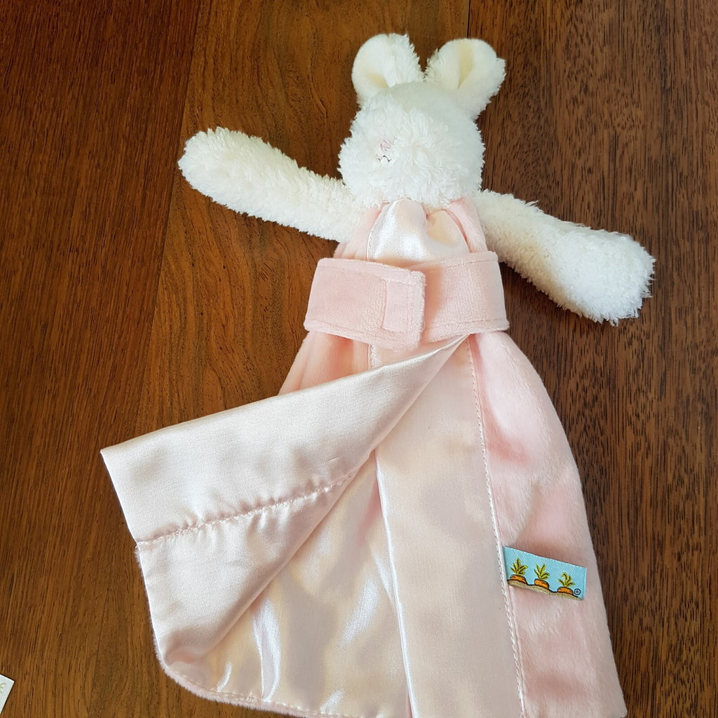 Bunnies By Bay Rabbit Plush Baby Security Blanket Comforter Satin + Lamb Rattle9