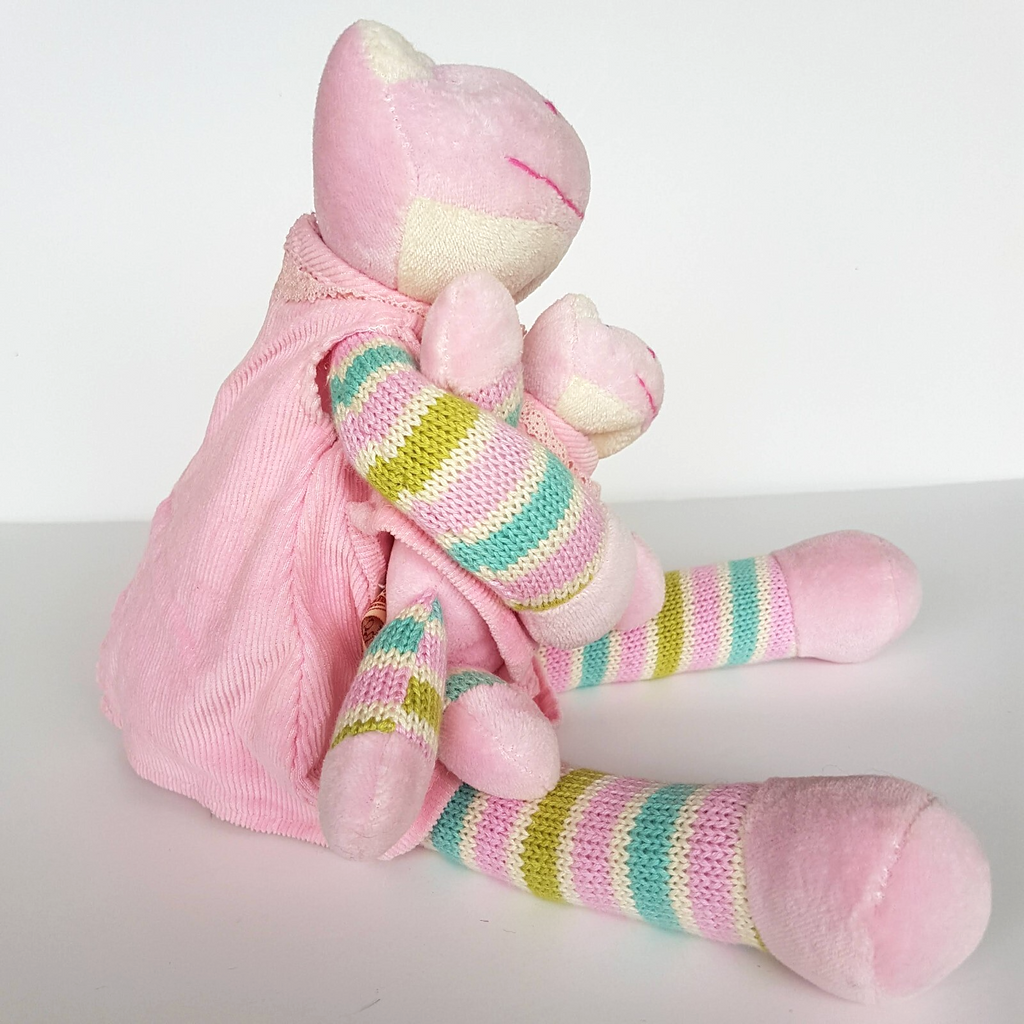 Boyle MUM & BABY PINK FROG Plush 34cm Stuffed Animal Knit Corduroy Soft Toy Cute6