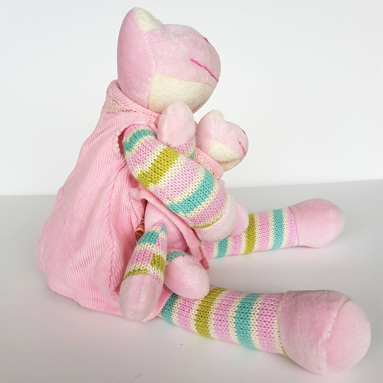 Boyle MUM & BABY PINK FROG Plush 34cm Stuffed Animal Knit Corduroy Soft Toy Cute6