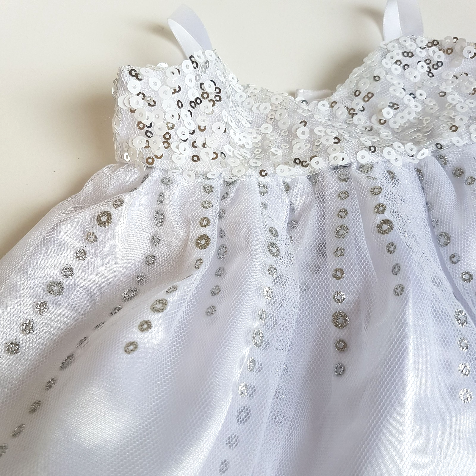 Build A Bear SEQUIN DRESS White Outfit Clothes Teddy Bear BAB Pretty Dress Toy1