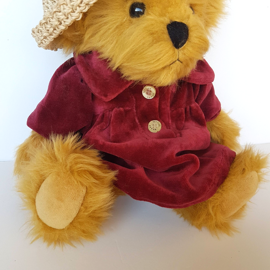 5 Way Jointed SETTLER BEARS 32cm Velvet Dress Flower Hat Stuffed Animal Soft Toy4
