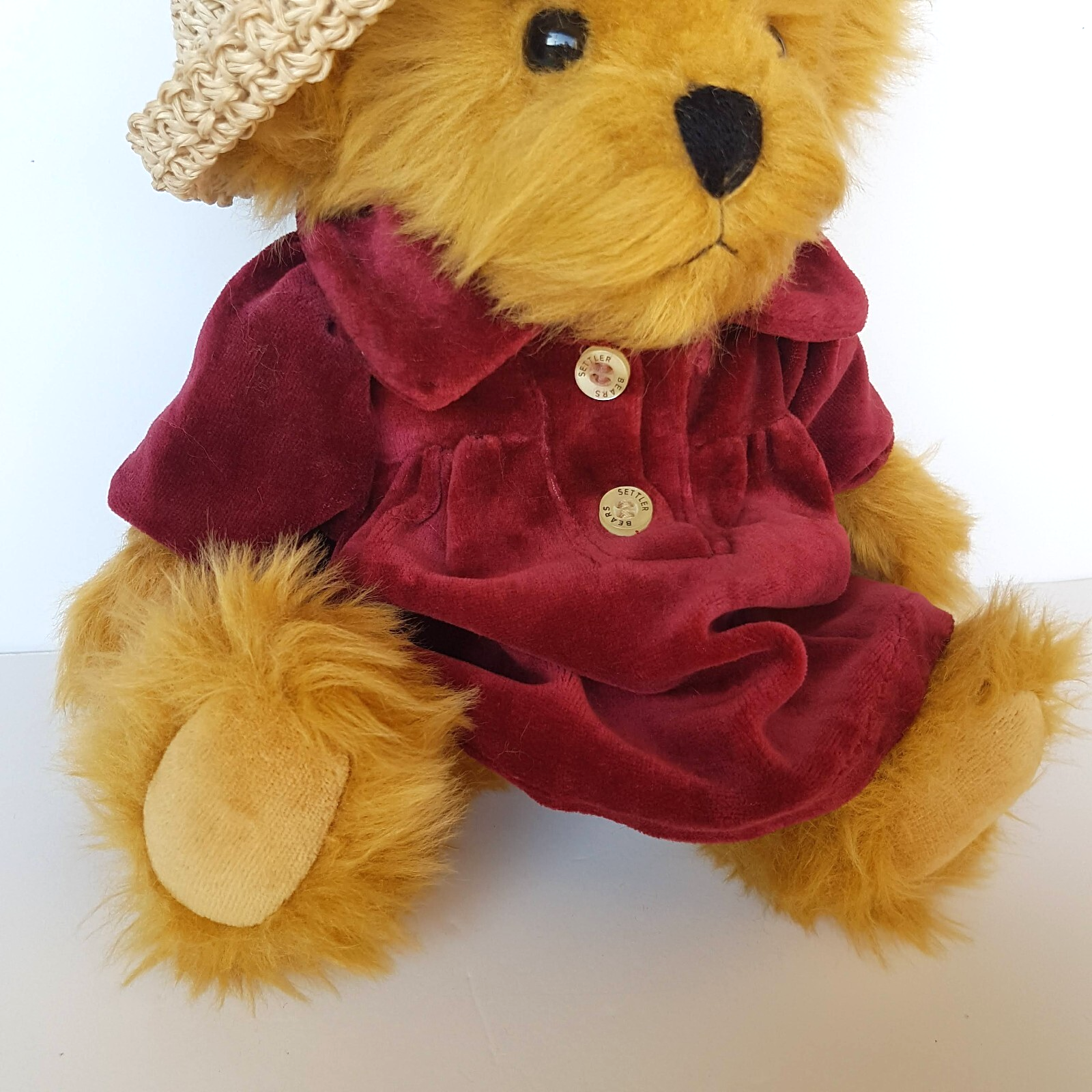 5 Way Jointed SETTLER BEARS 32cm Velvet Dress Flower Hat Stuffed Animal Soft Toy4