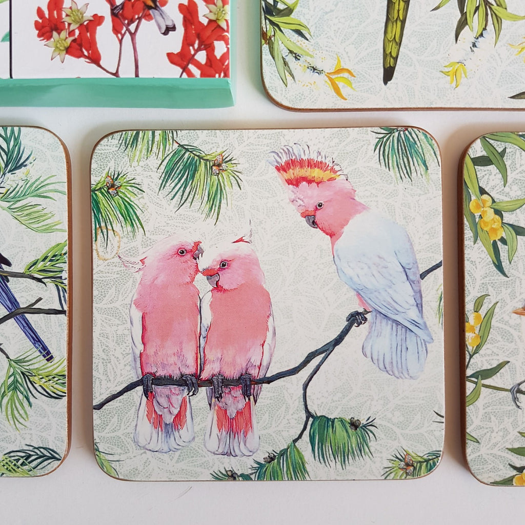 Birds of Australia COASTER SET Royal Botanic Gardens Victoria Katherine Castle3