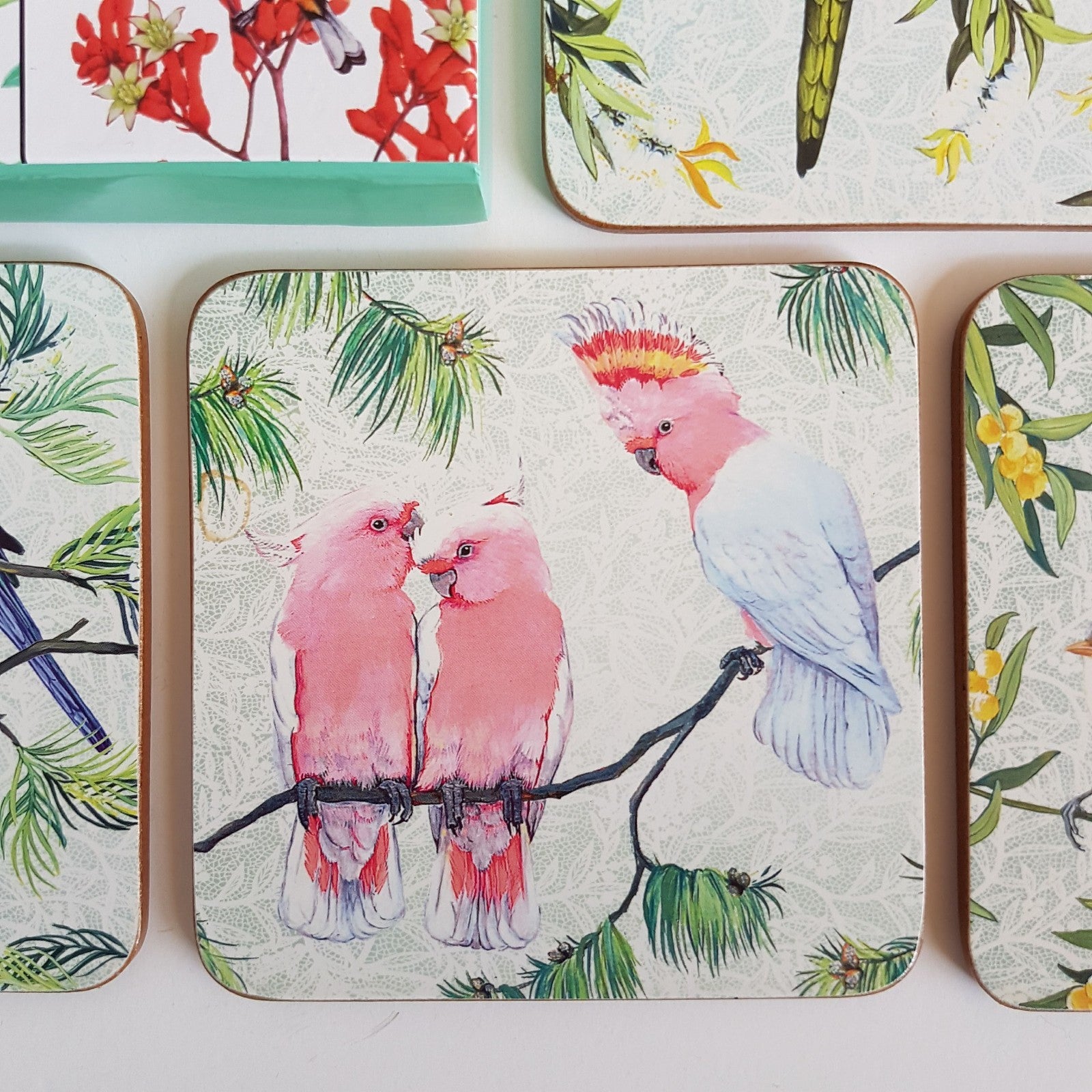 Birds of Australia COASTER SET Royal Botanic Gardens Victoria Katherine Castle3