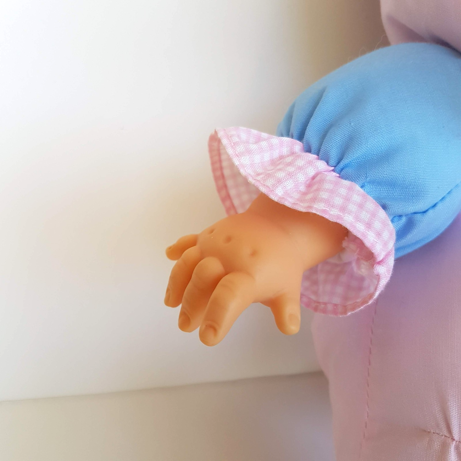 Vintage H.K City PUFF DOLL Baby Doll Puffy Body Bonnet Pink Blue Collectible Toy5