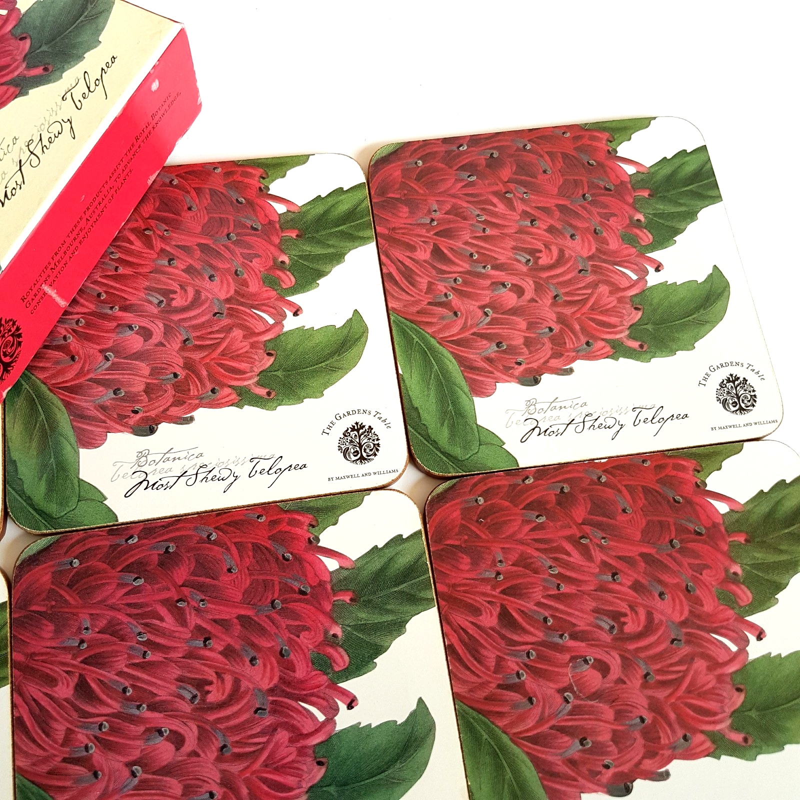 THE GARDENS TABLE Waratah Coaster Set Botanical Flower Royal Botanic Gardens3