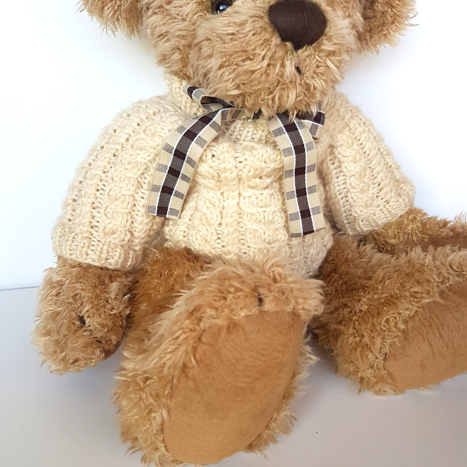 Russ ELLIOTT TEDDY BEAR Soft Toy Stuffed Animal 35cm Jumper Collectible Weighted2