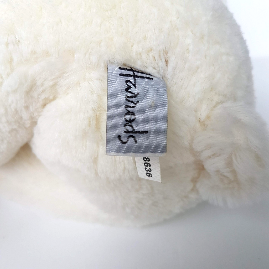 Harrods MY HARRODS TEDDY BEAR 25cm Stuffed Animal White Green Bow Soft Toy Cute8