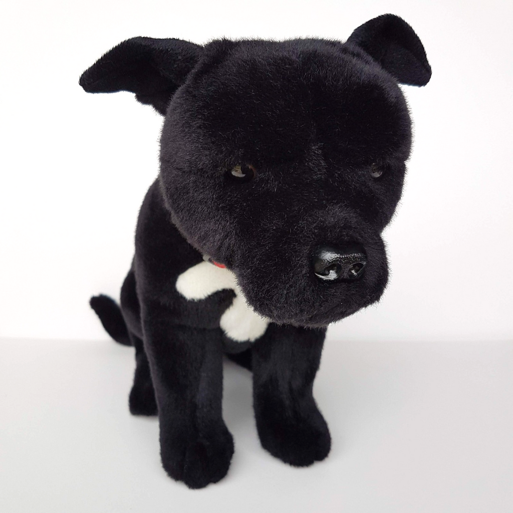 Bocchetta BLACK STAFFY BULL Realistic Dog Plush 30cm Stuffed Animal Soft Toy Pet9