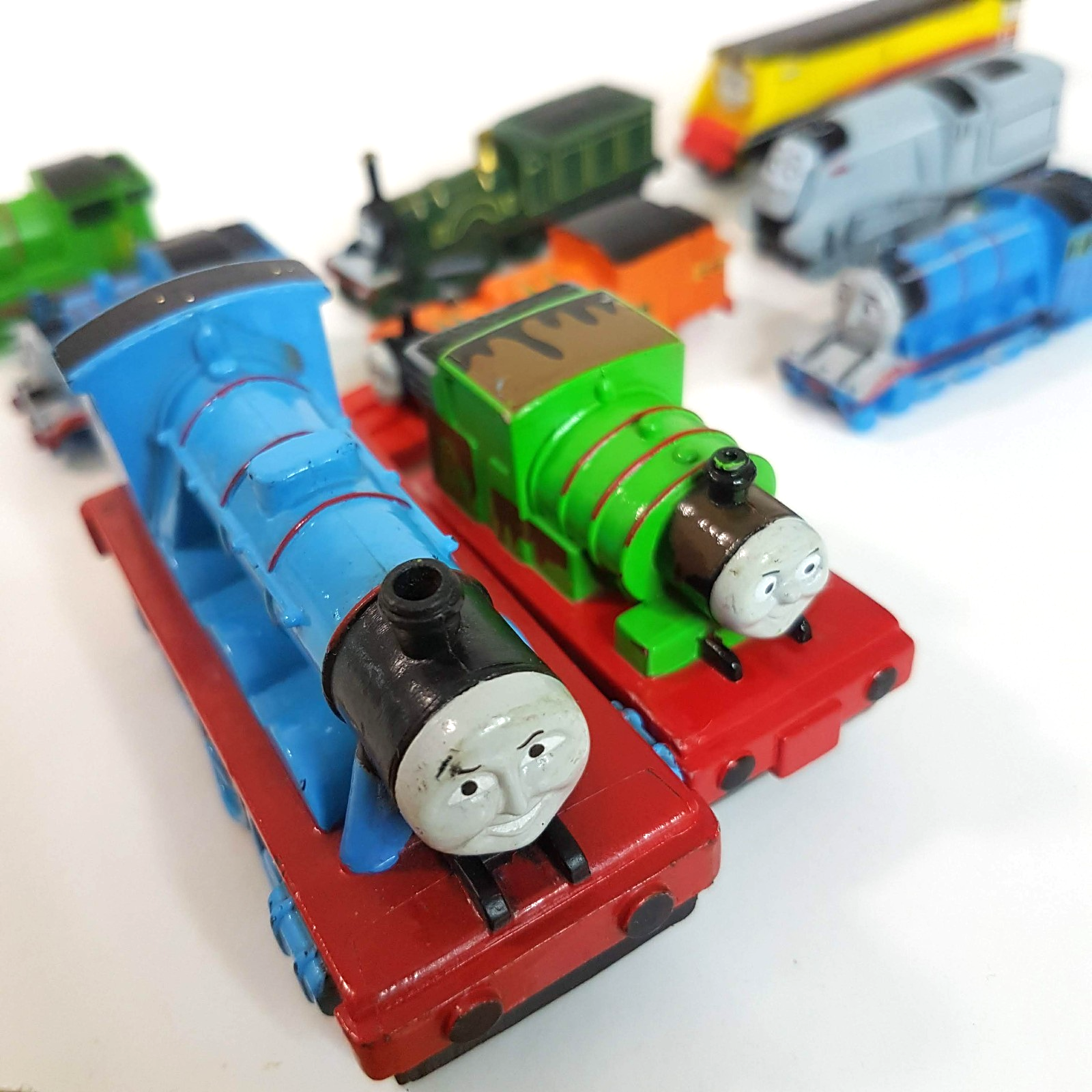 Thomas HARD PLASTIC VINYL TRAIN LOT 2007 Gullane Small Trains Cake Topper Toys9