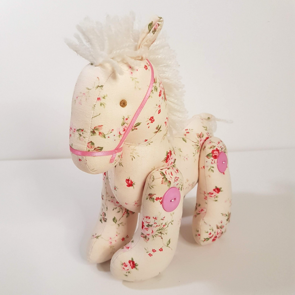 Alimrose ROSE PONY HORSE Button Jointed Floral Toy 22cm Stuffed Animal Cottage3