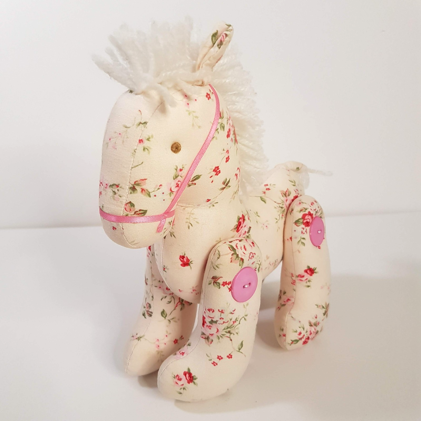 Alimrose ROSE PONY HORSE Button Jointed Floral Toy 22cm Stuffed Animal Cottage3