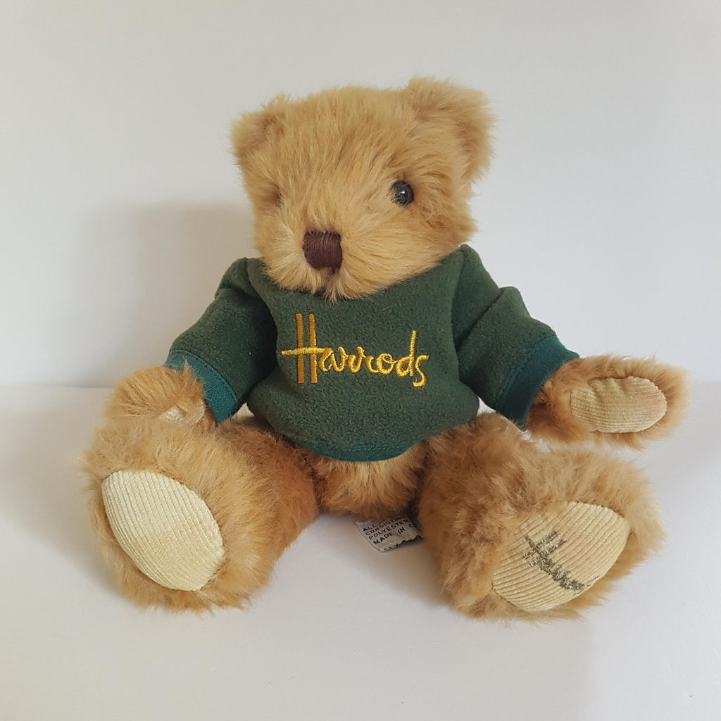 Harrods TEDDY BEAR Green Sweater 25cm Plush Soft Toy Stuffed Toy Collectible0