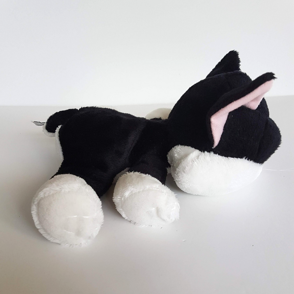 RUSS Lil Peepers CAT LOKI Black & White Plush Stuffed Animal Soft Toy Green Eyes2