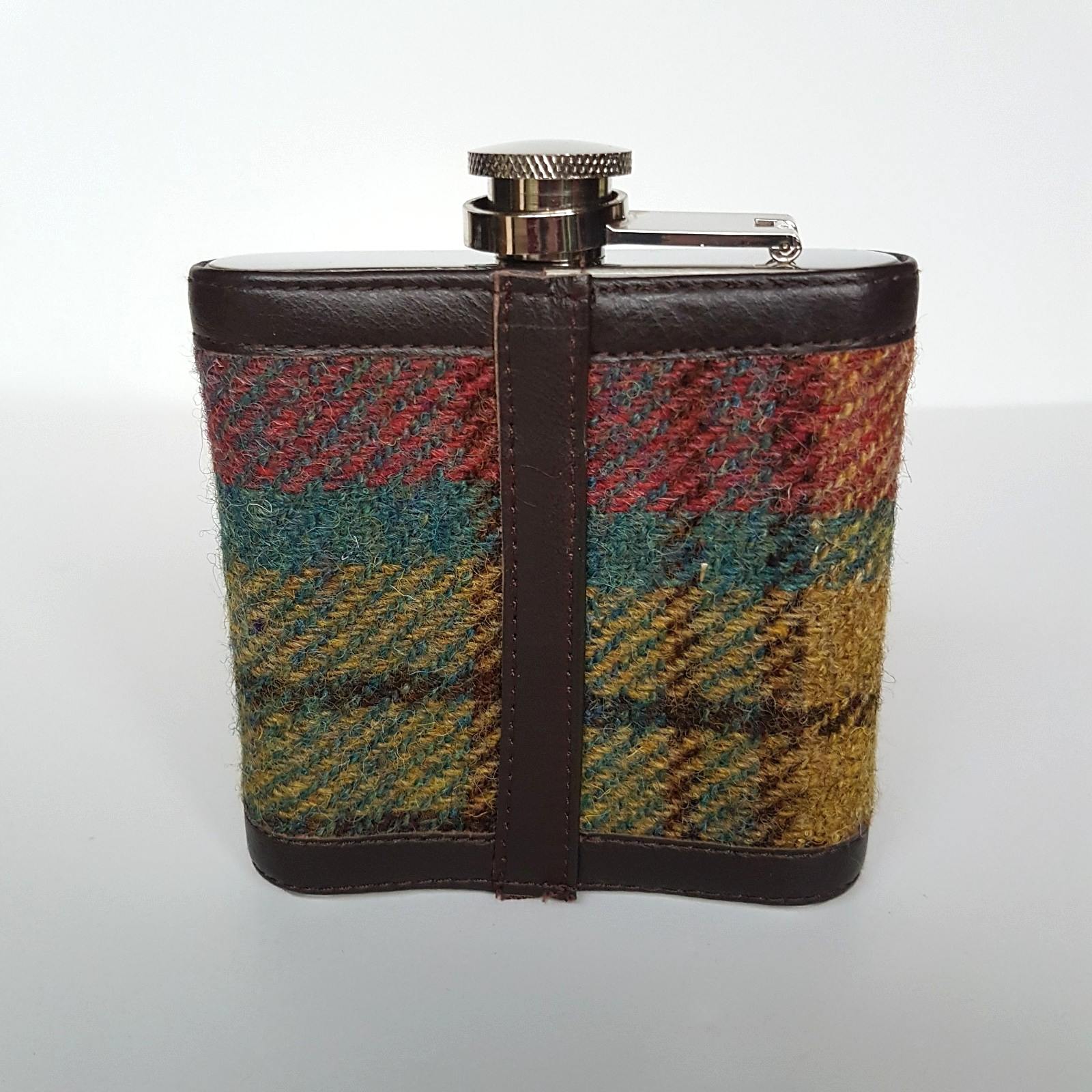 HARRIS TWEED 6oz Hip Flask Stainless Steel Scotland Wool Tartan 77ml Flask Gift3