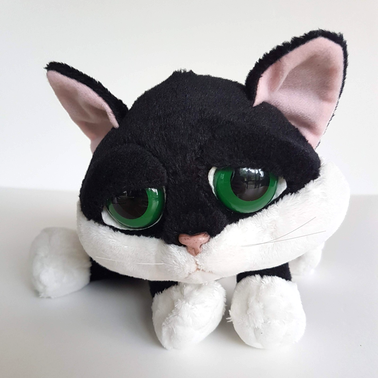 RUSS Lil Peepers CAT LOKI Black & White Plush Stuffed Animal Soft Toy Green Eyes0
