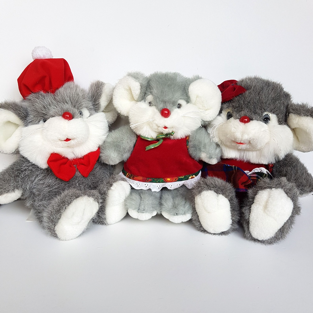 VTG Commonwealth CHRISTMAS MOUSE FAMILY Decoration Plush Soft Toy Stuffed Animal0