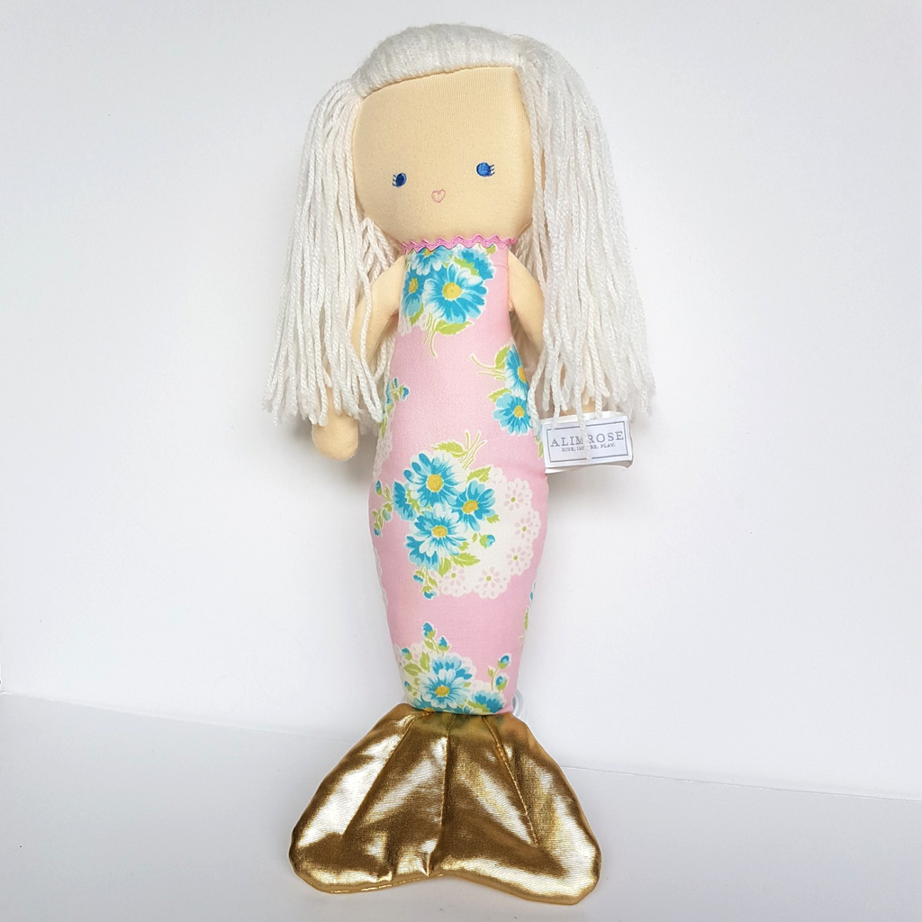 Alimrose FLOWER MERMAID DOLL Plush Pink Blue Floral Flower 39cm Stuffed Soft Toy2
